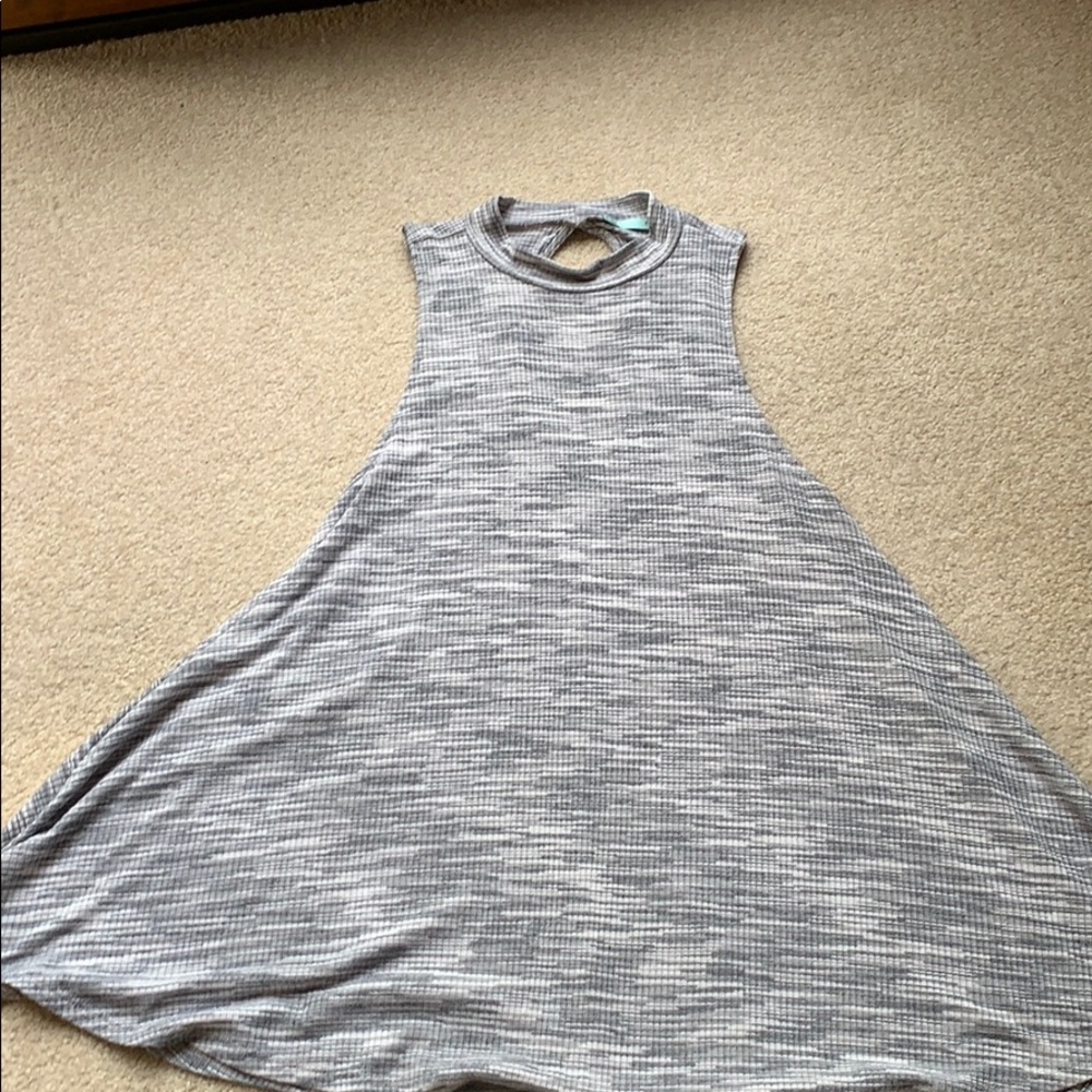 Grey, halter tank with a cut out